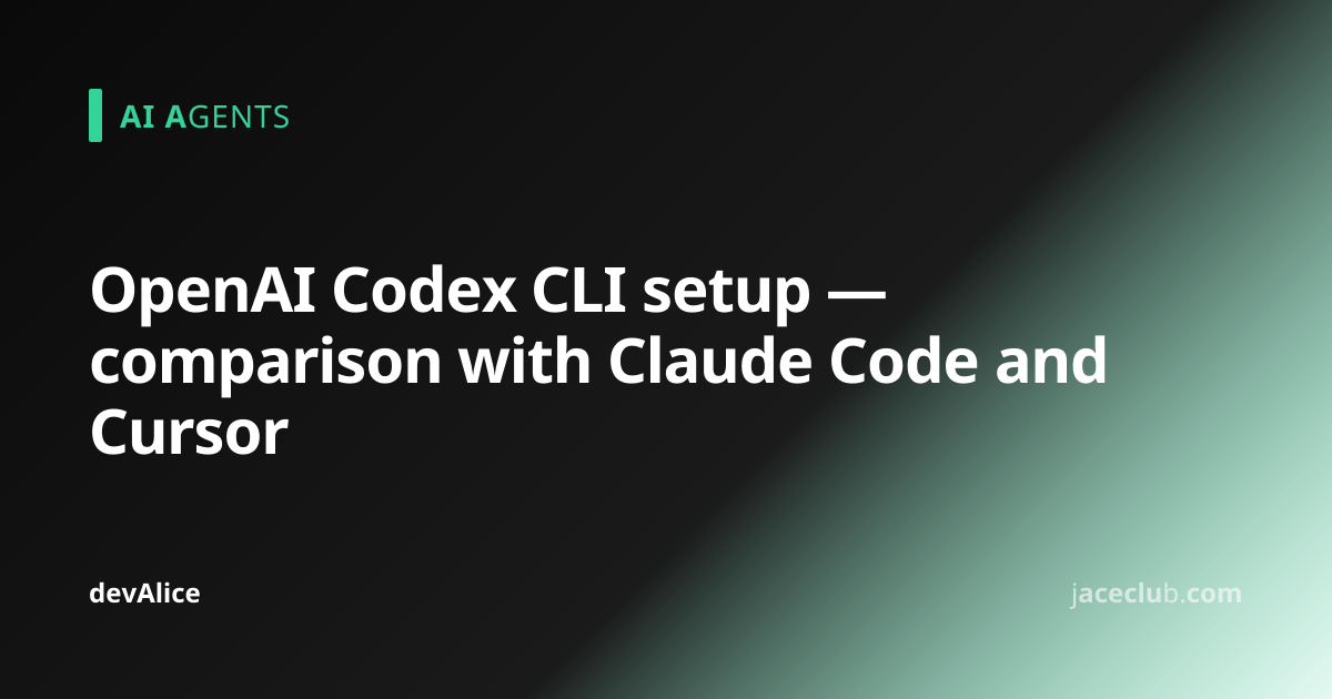 OpenAI Codex CLI setup — comparison with Claude Code and Cursor — devAlice